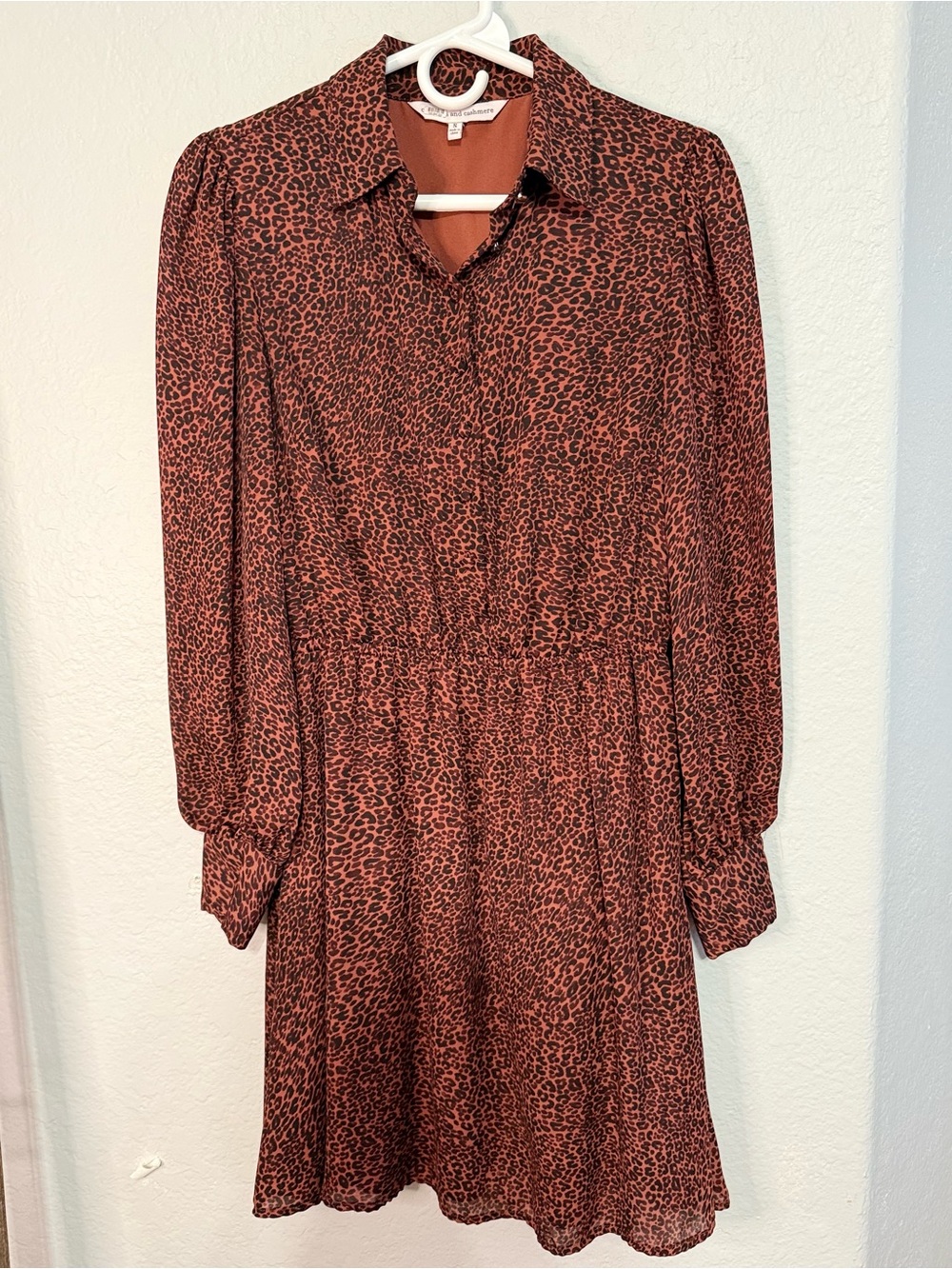 cupcakes & cashmere Rust Leopard Print Long Sleeve Dress